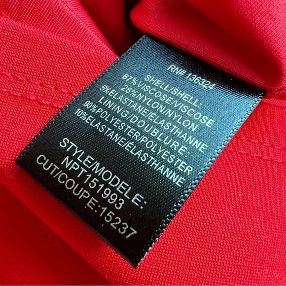 HALSTON HERITAGE | Ponte Knit Dress | Long Sleeve Cutout Keyhole Sheath Red | M - Picture 10 of 10